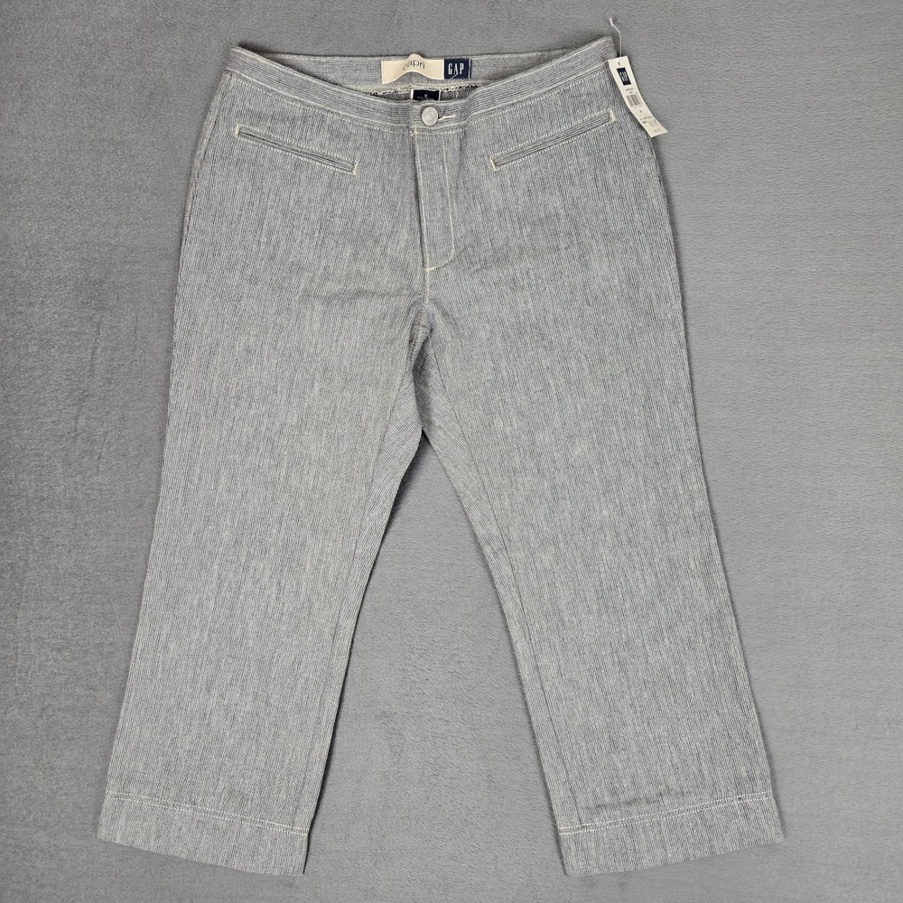 Vintage Gap Capri‎ Pants Womens 8 Cotton Gray Basic Preppy Y2k NWT